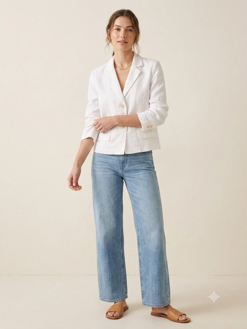Madewell White 100% Linen Blazer